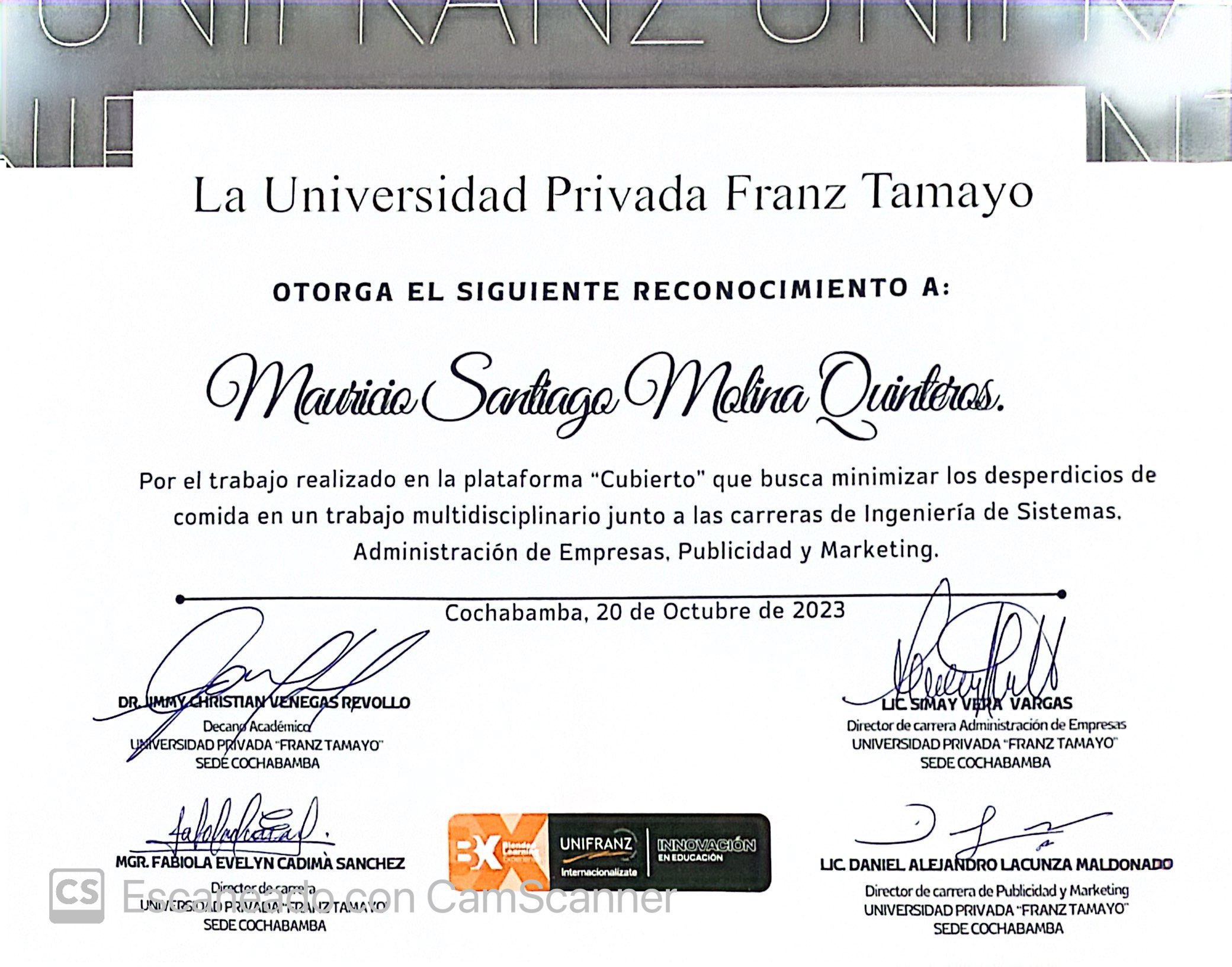 Unifranz - Cubierto multi-disciplinary - 2023